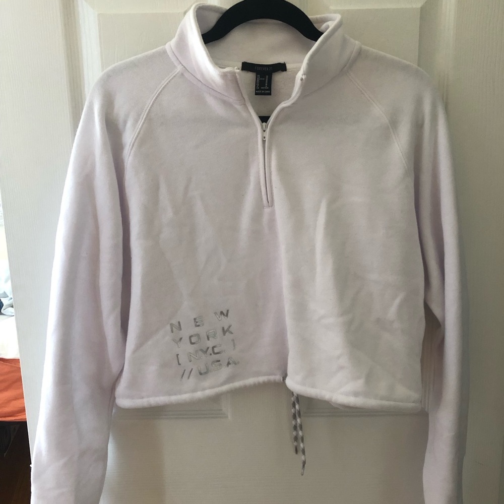 Cropped White Forever 21 Sweatshirt